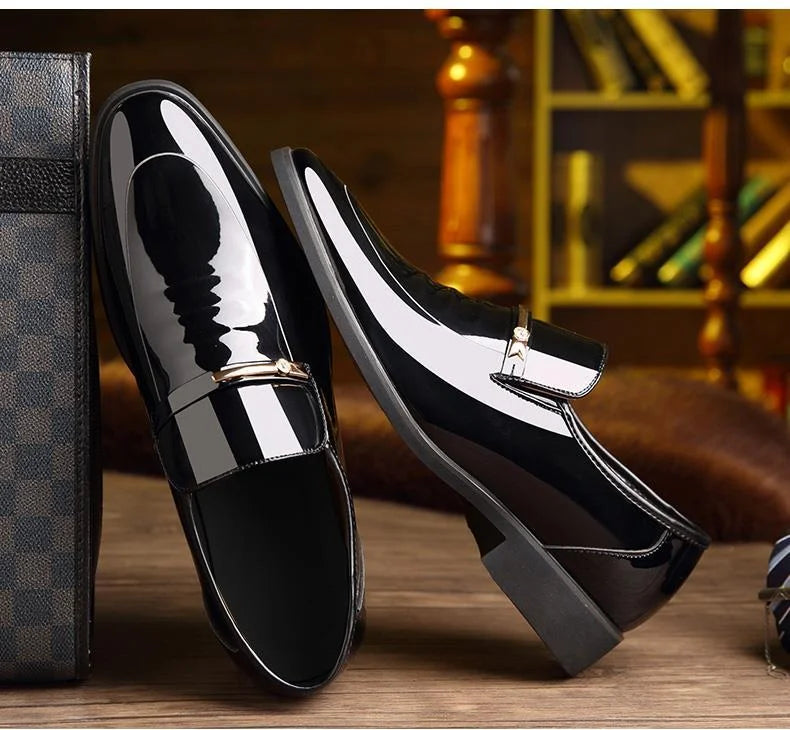 Patent Leather Men's Formal Shoes Casual Business Social Shoe Male Bright Upper Spring Autumn Cheap Clearance Not 2025 Style New