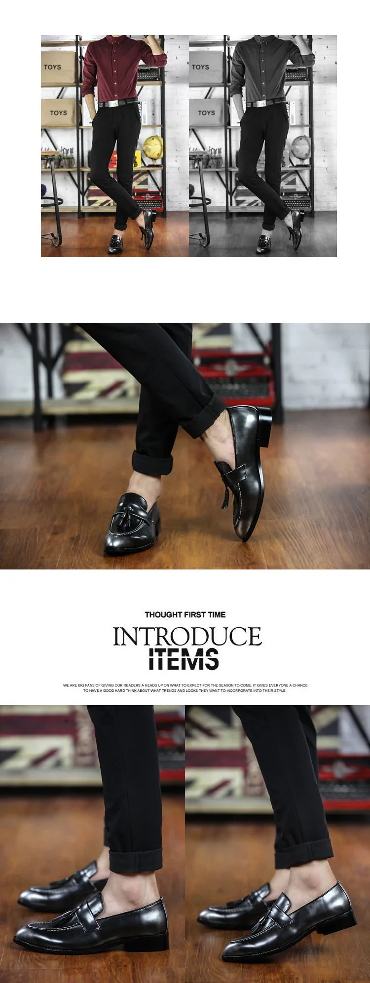 Fashion men's hair stylist pointed shoes British casual bright face retro small leather shoes nightclub fringe fashion shoes