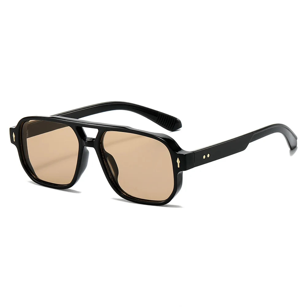 Fashion Square Sunglasses Women Men Driving Rivets Arrow Decoration Casual Travel Suitable for All Sun Glasses Uv400