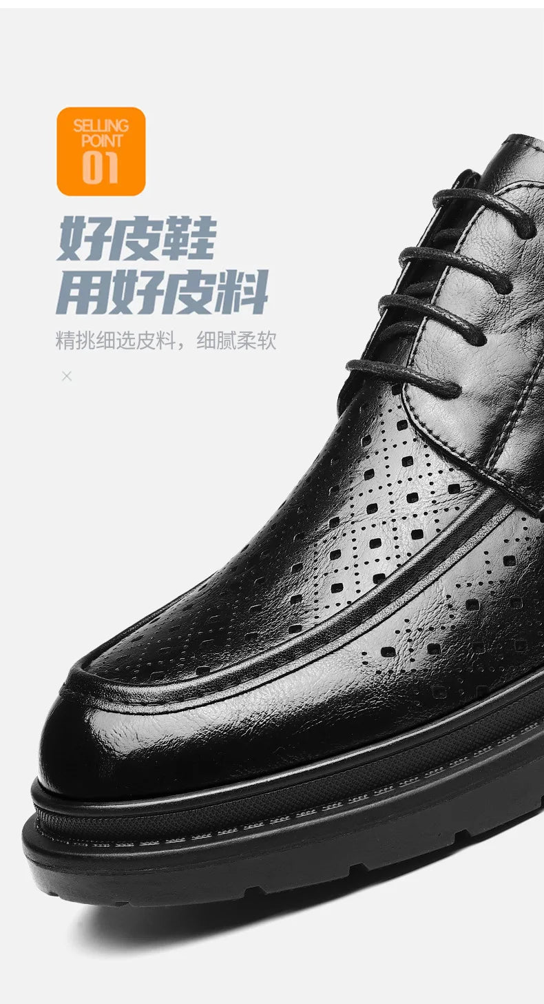 British Style Business Derby Shoes for Men Spring Summer Breathable Dress Shoes Male Fashion Casual Leather Wedding Shoe Man