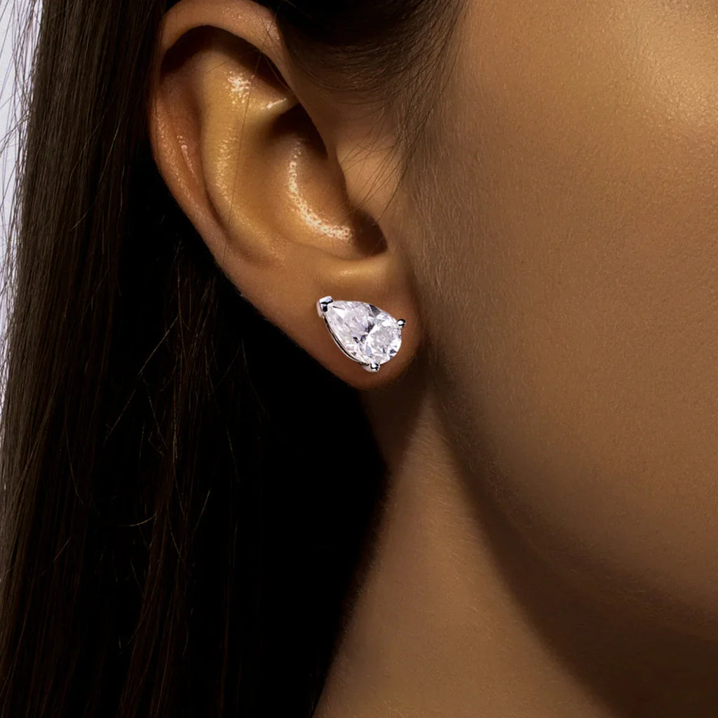 Classic Stud Earrings for Women 1cttw-6cttw Pear Moissanites 925 Sterling Silver D Color VVS1 Moissanite Earrings