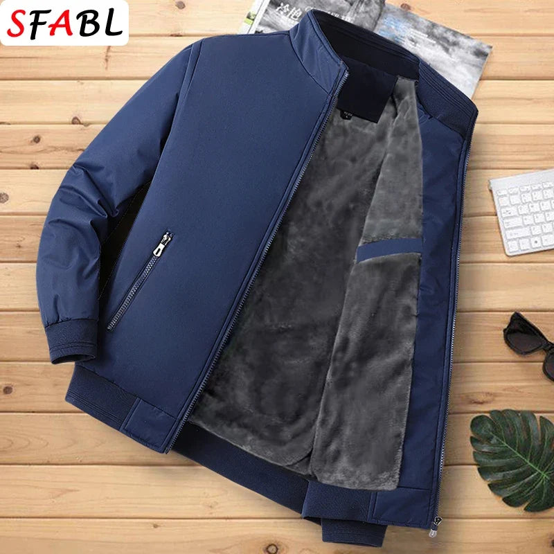 Casual Thermal Warm Winter Jackets for Men Business Blazers Coat Fleece Lining Men's Winter Jacket Luxury Parka Outerwear L-3XL