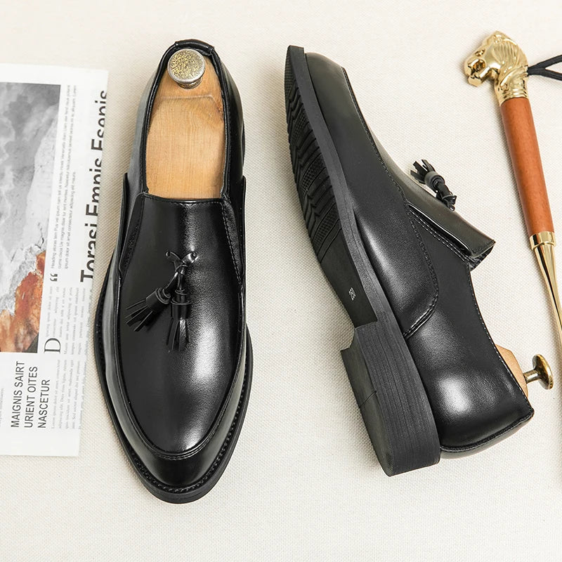 Luxury Designer Mens Business Formal Leather Dress Black Brand Casual Shoes Wedding for Men Office Luxury Flats Footwear Loafers