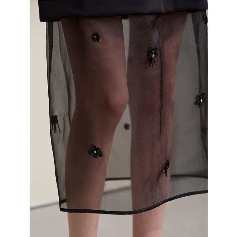 Long Dresses 2026 Autumn New Round Neck Short Sleeve Patchwork Women's Dress Removable Organza Elegant Dress Women 12651024