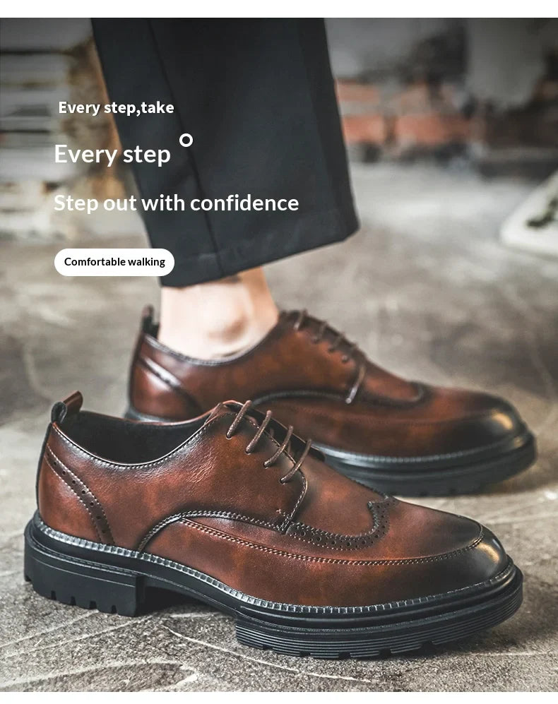 Big Size Men Height Increaseing Dress Brogue Shoes Gentleman Suit Elevator Shoes Oxford Invisible Heel 4/7/9CM Wedding Man Shoes