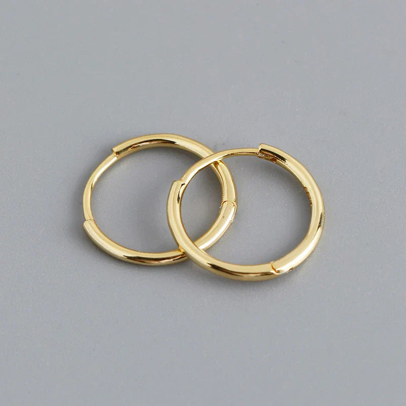 925 Sterling Silver Minimalist Glossy Circle Hoop Earrings for Women Fashion Simple Ear Bone Piercing Jewelry Accessories