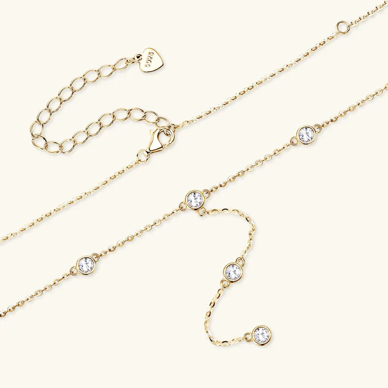 Collares Mujer 3mm 0.1ct Moissanite Necklace 925 Sterling Silver Y-shaped Pendant Necklaces For Women Unique Jewelry Gift