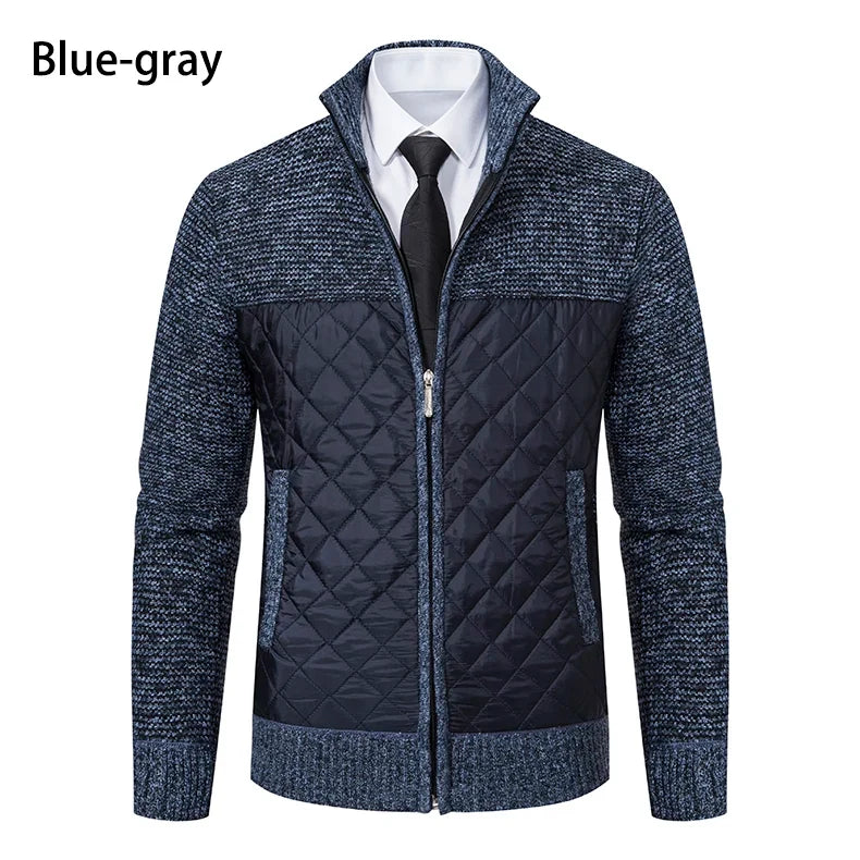 Autumn Winter Sweater Men's Loose Cardigan New Cold High Neck Jumpers Patchworked Windbreaker Casual Jackets