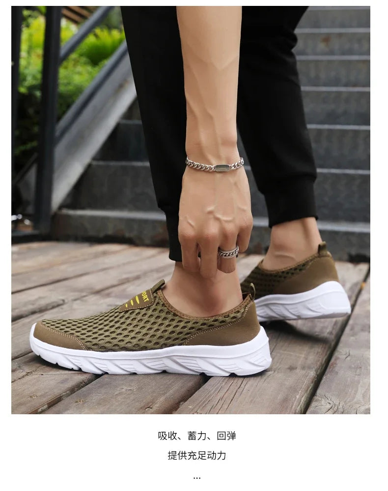 Lightweight Men Casual Shoes Breathable Slip on Male Casual Sneakers Anti-slip Men's Flats Outdoor Walking Shoes Size 39-46