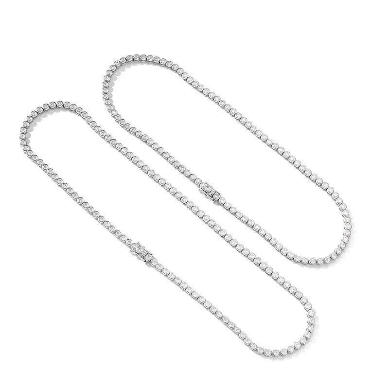 Luxury Bubble 2/3mm D Color Full Moissanite Tennis Necklace for Women S925 Silver Plated 18K Diamond Neck Chain Necklaces