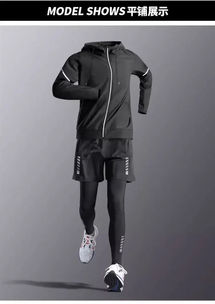 Ensemble de sport de compression pour homme, survêtement de course, fitness, jogging, vêtements d'entraînement, leggings à coupe