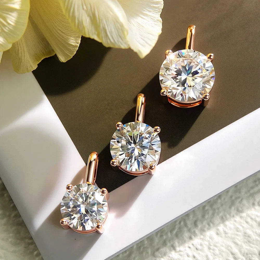 Round Brilliant Cut 2/3/4ct Solitaire Moissanite Pendant Necklaces Women s925 1.5mm Solid Choker Big Diamond Neck Chain