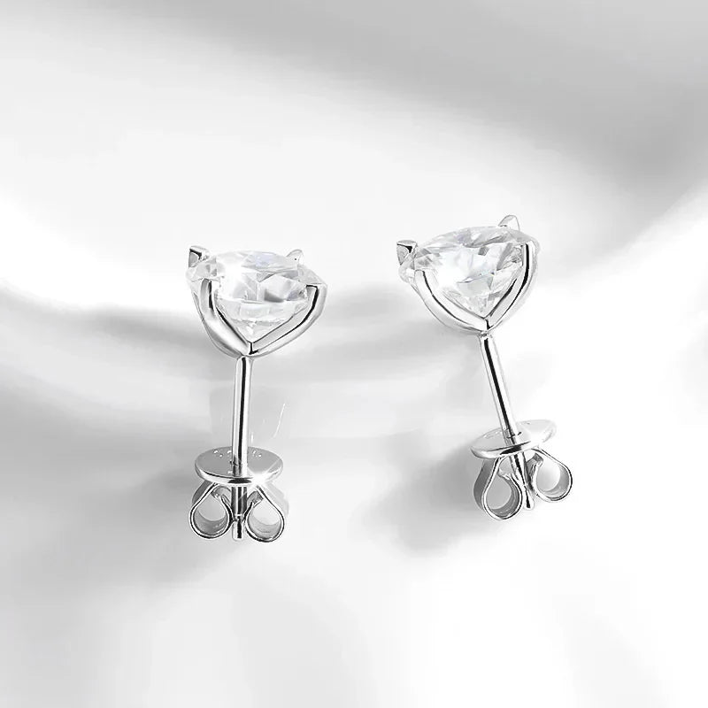 Each 0.2-2CT Certified Moissanite Stud Earrings for Women 4 Claw Sparkling Wedding Party Jewelry Sterling Silver S925