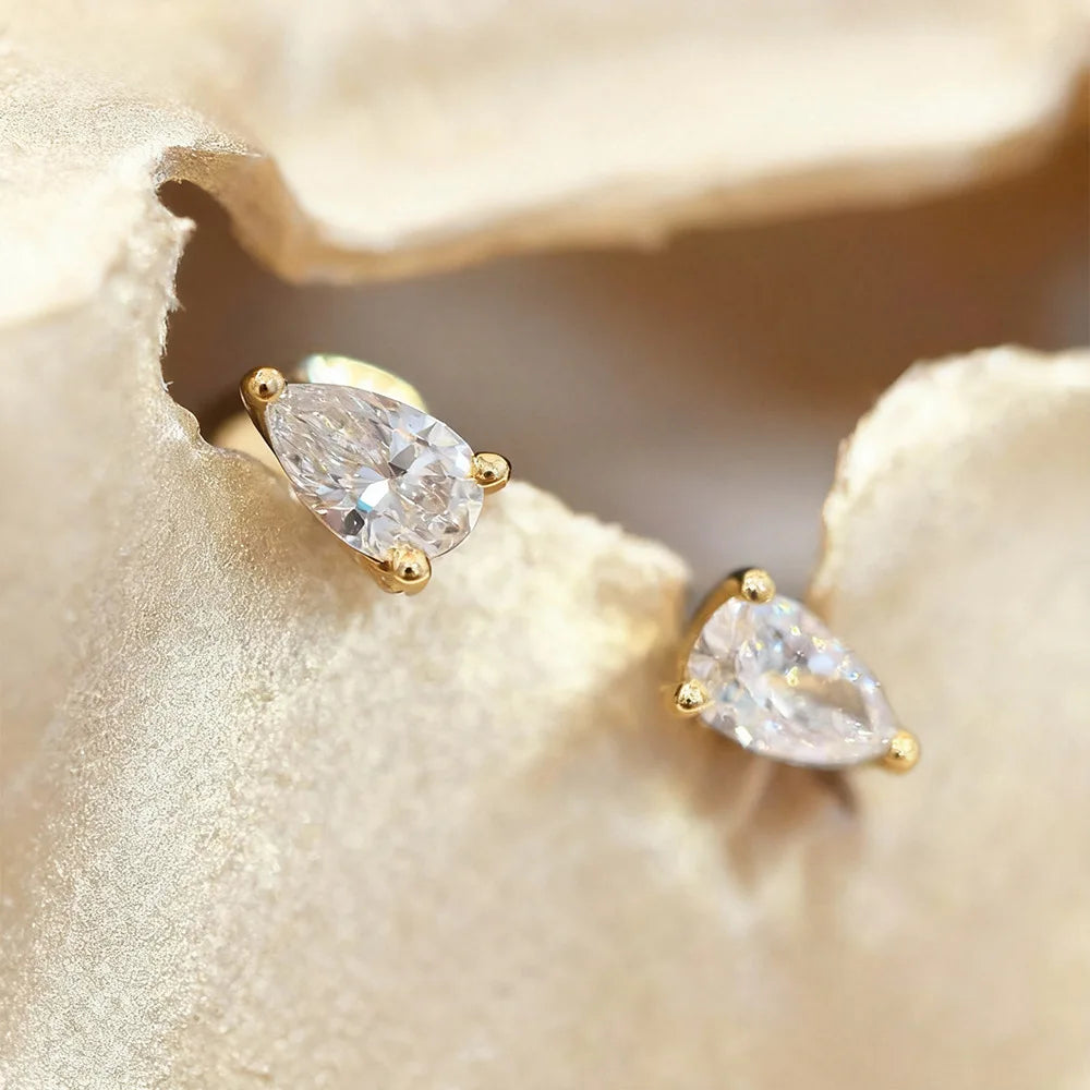 2 Stone Pear Cut Moissanite Stud Earrings for Women S925 Silver 2cttw All Lab Diamond Earring Pierced Ear Fine Jewelry Gift