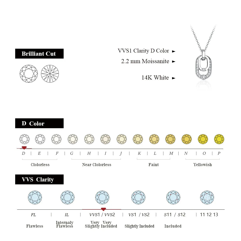 2024 Luxury Round Cut 2.2mm Moissanite Pendant Necklace For Women 925 SIlver Sparkling Wedding Party  Fine Jewelry Gift