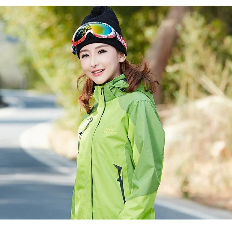 Women Autumn Trekking Jacket Outdoor Hiking Rain Coat Windbreaker Waterproof Hooded Camping Cycling Climbing Warm
