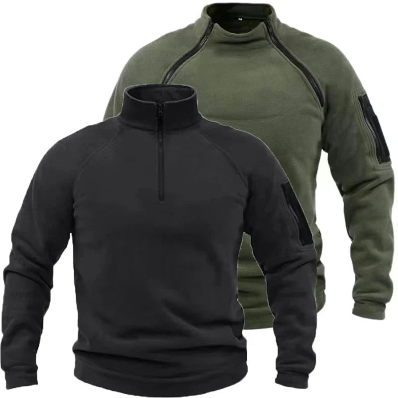 Mock Neck Military Sweatshirt Fleece Jackets Men's Cargo Tactical Pullover Hiking Camping Climbing Trekking Windproof Jackets