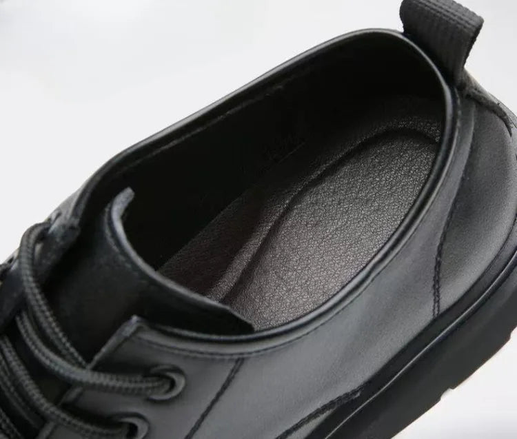 2026 Men's Leather Shoes Breathable Perforated Odor Free Business British Style Office Soft Sole Wear Resistant Casual Footwear