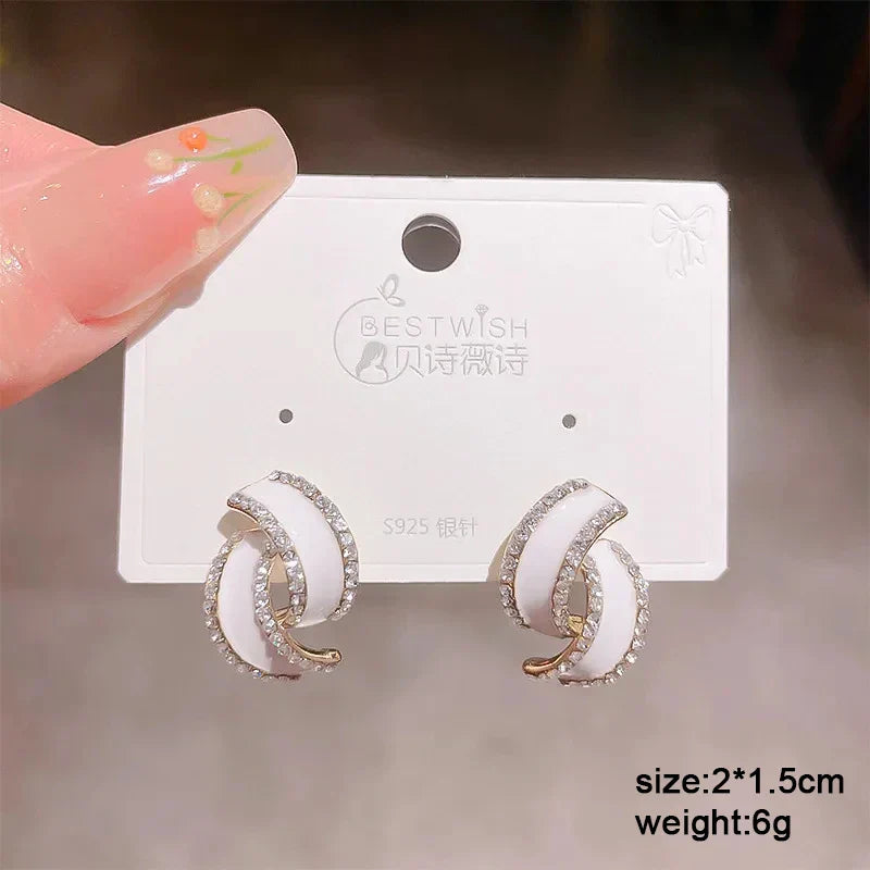 Pure White Women's Dangle Earrings Blooming Flower Acrylic Enamel Butterfly Imitation Pearl Heart Hanging Earrings Elegant brinc