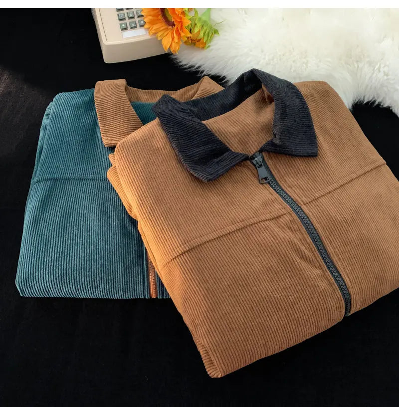 2026 Autumn Corduroy Cargo Jacket For Men Windbreakers Zipper Coats Loose Cargo Outwear Casual Jacket Mens Clothes