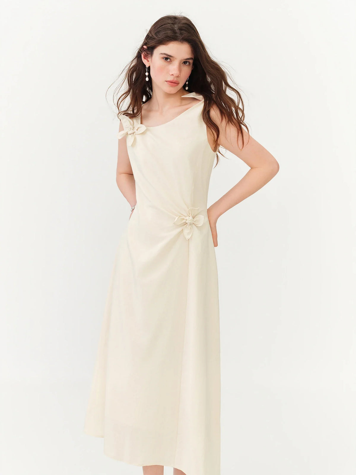 Summer Women's French Style Spaghetti Strap Slip Elegant Dress Waist-Cinching Maxi Coquette Effortless Style