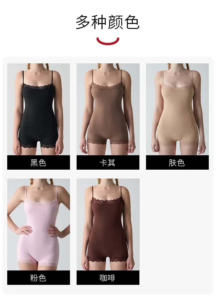Lace Bodysuit for Women -Adjustable Straps Slim Fit Backless Jumpsuit, Breathable Lifting Seamless Underwear Sexy Lingerie