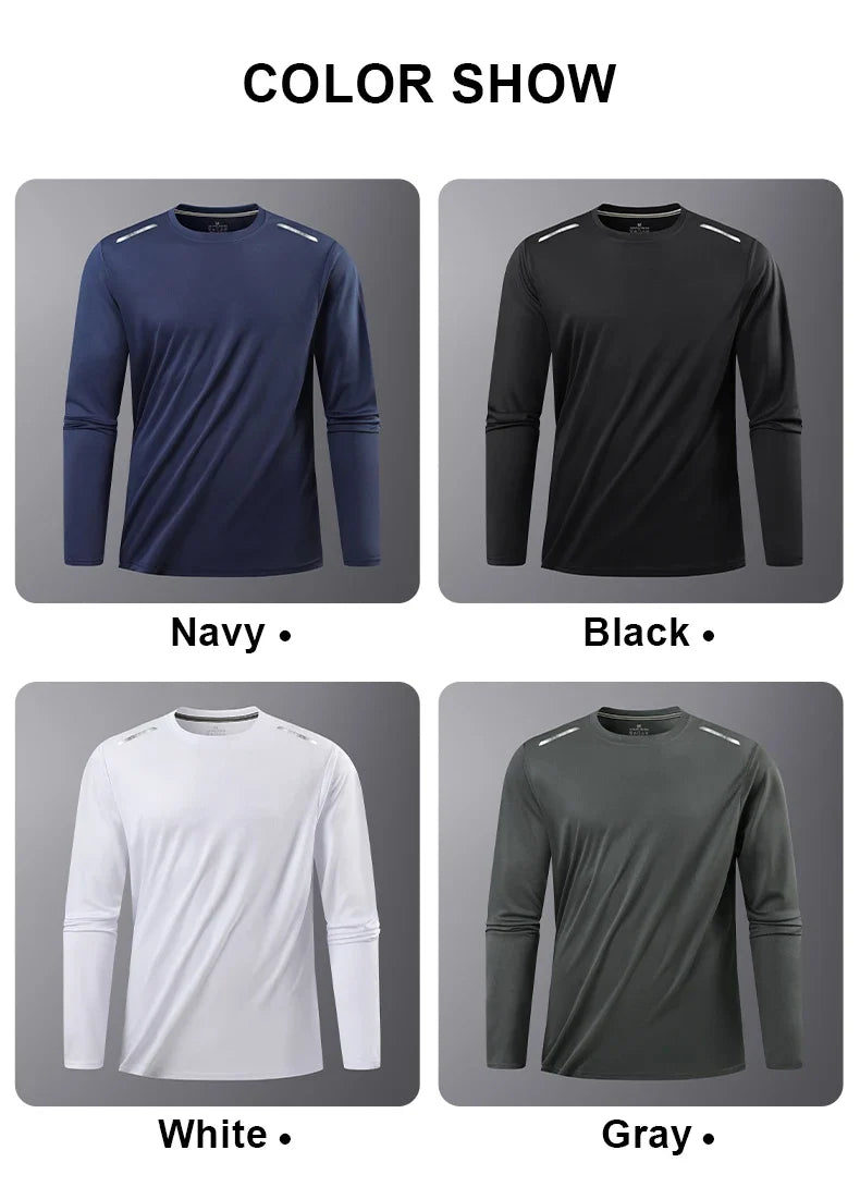 CHRLCK Men's Hiking Quick Drying T-shirts Breathable Camping Running Fishing Soft Elasticity Long Sleeve Tees Summer Autumn