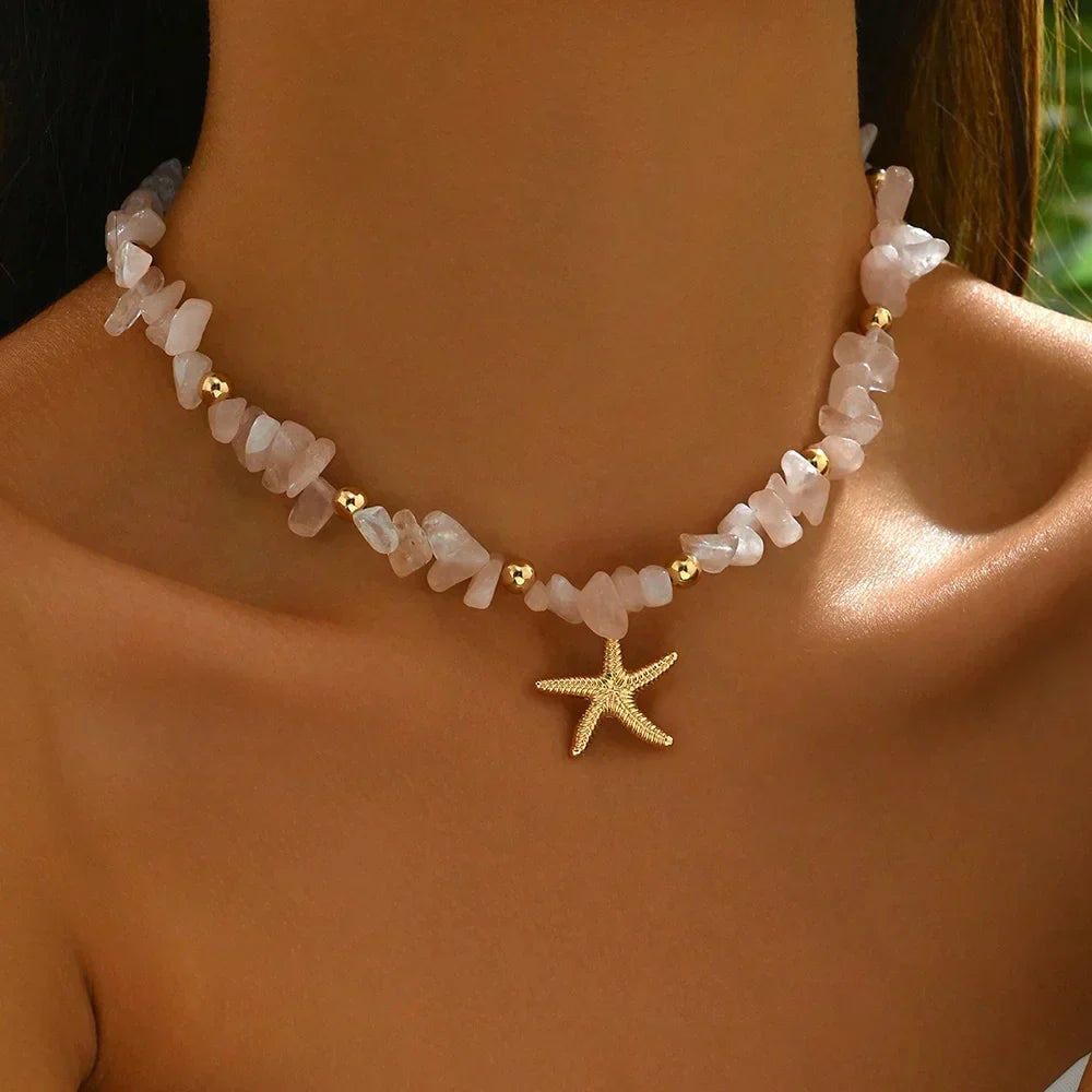 Fashionable  Natural Seashell Beaded Necklace Shell Pendant Ocean Inspired Jewelry Choker Suitable For Women Holiday Party Daily
