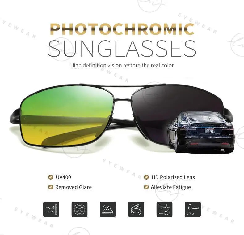 Classic Photochromic Sunglasses Polarized Man Day Night Vison Glasses Woman Chameleon Lens For Driving Goggles Male