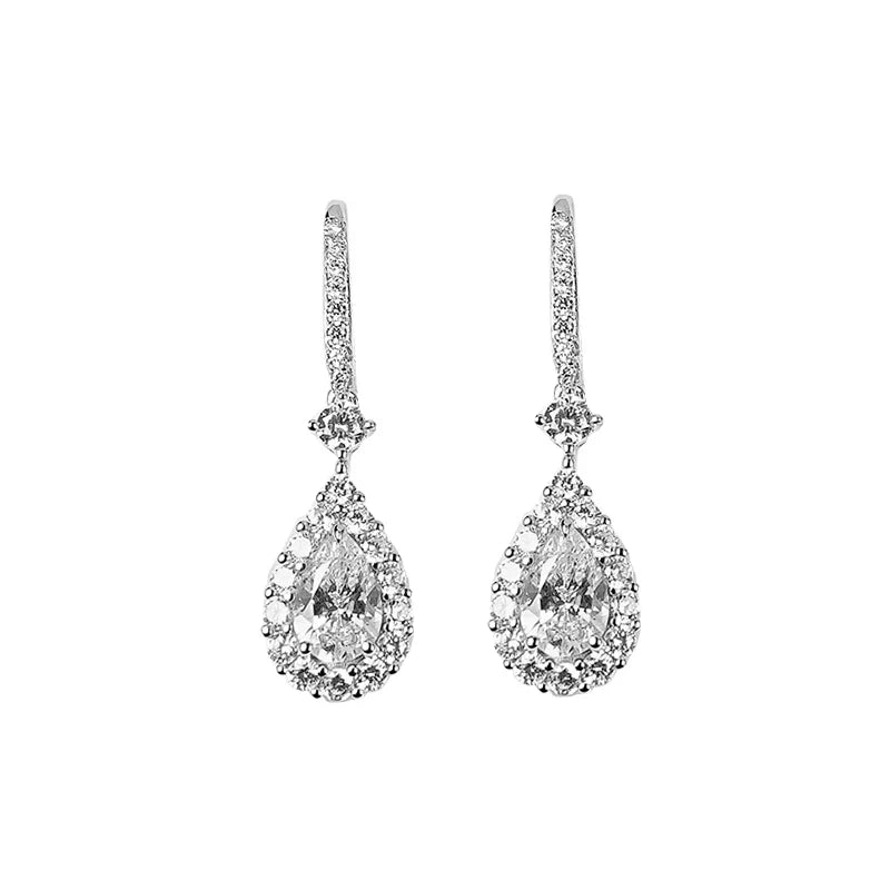 Sweet Droplets 925 Silver Sparkling Earrings Set with High Carbon Diamond Earrings, Versatile and Elegant, Light Luxury Woman