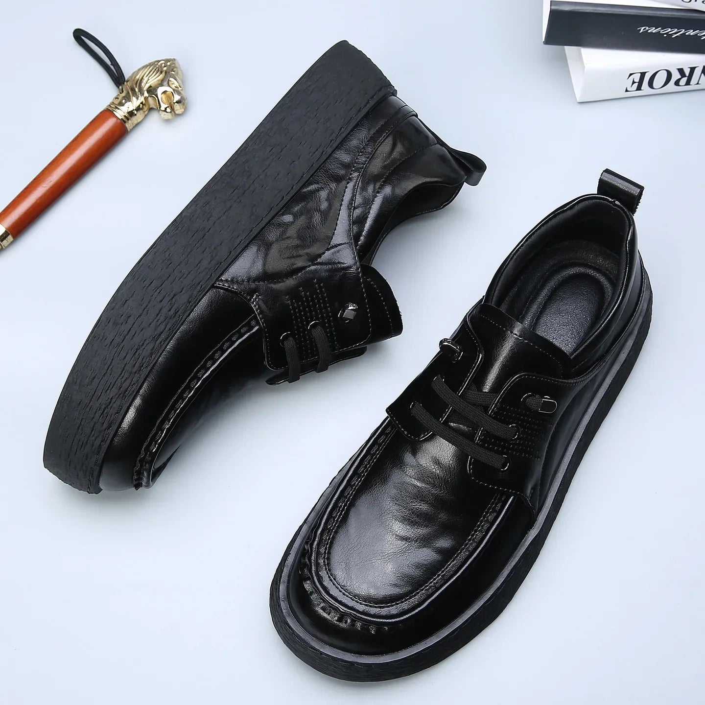 Height-increasing Business Casual Loafers for Men 2026 Spring New Black Designer Shoes Male Fashion Genuine Leather Shoe Man