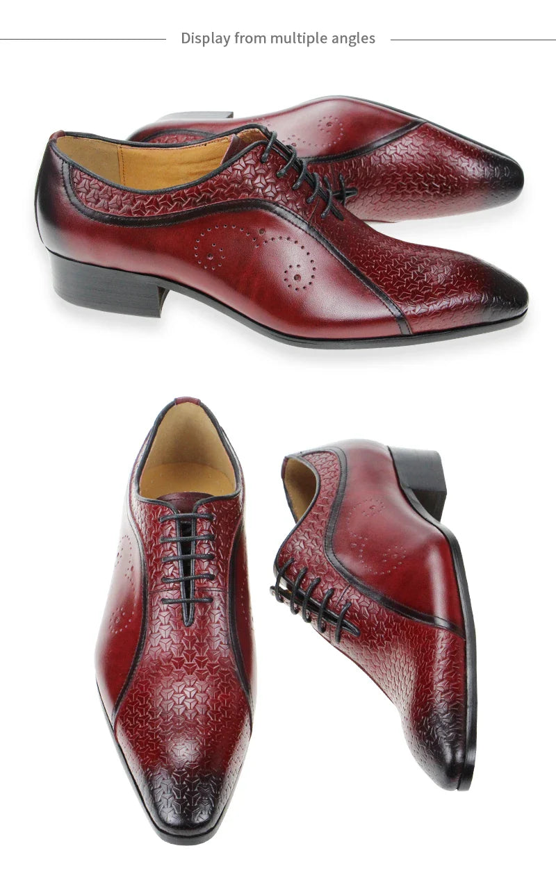 High Quality Formal Genuine Leather Shoes Men's Evening Wedding Comfortable Footwear Side Carving Shoes Black Brown Brogue