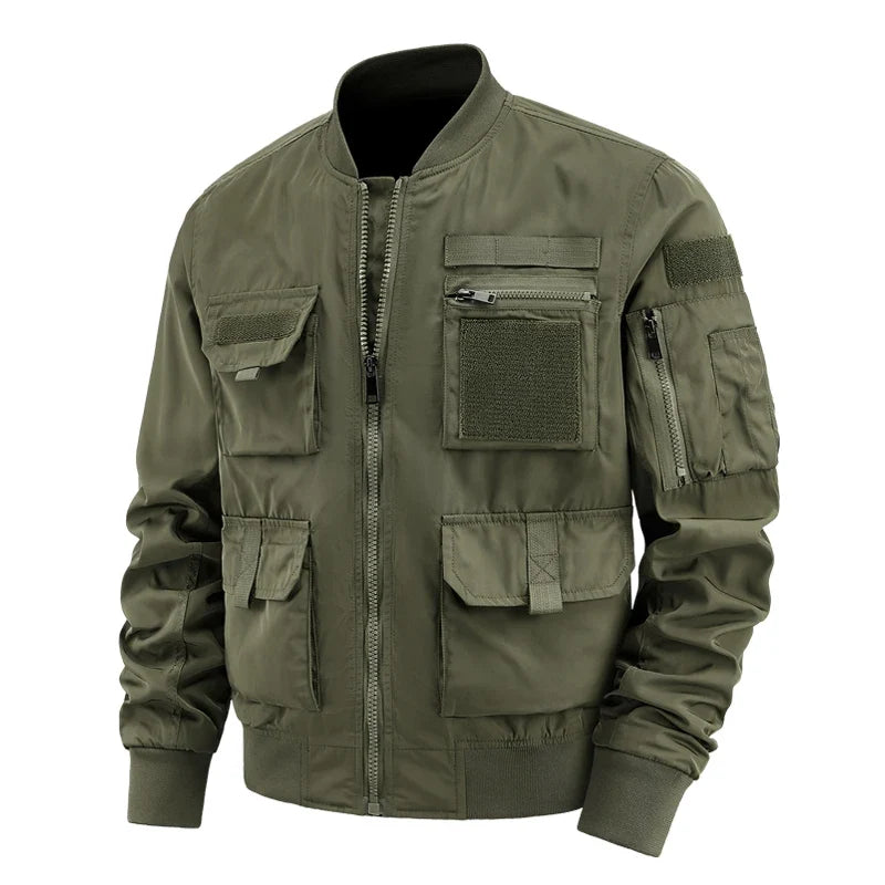 Spring And Autumn New Men's Jacket Solid Color Multi-Pocket Zipper Jacket Fashion Simple Casual Versatile Mening's Clothing