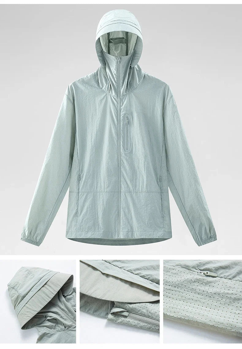 Unisex Waterproof Sun Protective Jacket UPF 50+ UV Blocking Quick-Dry Breathable Windbreaker for Hiking Camping Climbing