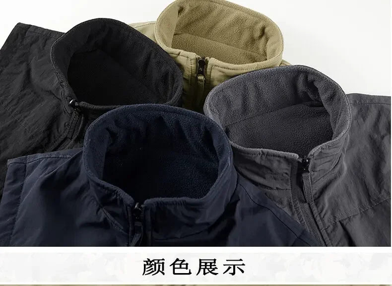 Reversible Sleeveless Jacket Men's Vest Coat Winter Waistcoat Thick Warm Fleece Workwear Tops Cargo Vest Windbreaker New Fashion