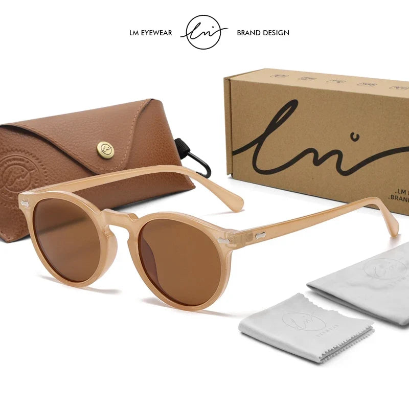 Retro Round Polarized Sunglasses Women Men Classic Leopard Frame Driving Shades Vintage Sun Glasses Unisex UV400 Gafas De Sol