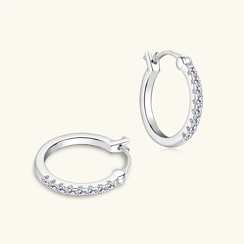 1.8mm D Color Full Moissanite Hoop Earrings for Women Sparkling Wedding Bride Jewelry 100% 925 Sterling Silver Wholesale