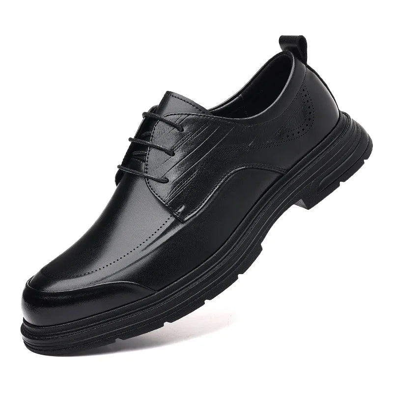 British Retro Formal Leather Shoes for Men Autumn New Designer Platform Dress Shoes Male Fashion Lace Commuter Office Shoe Man