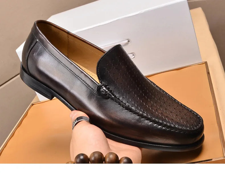 Newest 2025 Genuine Leather Men Driving Shoes Slip On Super Quality Comfortable Men Casual Cowhide Leather Moccasins Loafers