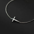 Real 925 Sterling Silver Smooth Cross Bracelet For Women Shiny Link Chain Bracelet Fine Jewelry Valentine's Day Gift