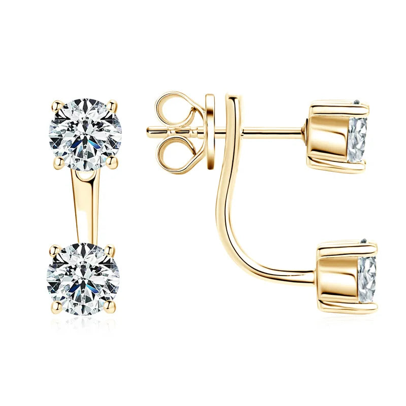 2 in 1 0.5CT Round Brilliant Cut D Color Moissanite Stud Earrings for Women S925 Silver GRA Certified Pierced Earring Gift
