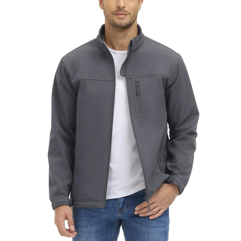 Men's Waterproof Outdoor Hiking Jacket Full Zip Windproof Fleece Lining Warm Fall Winter Work Casual Jackets