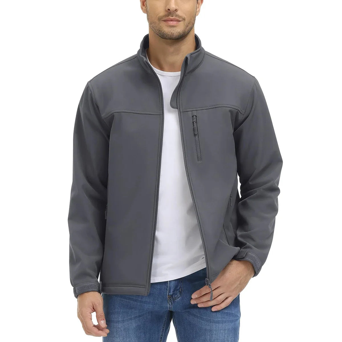 Men's Waterproof Outdoor Hiking Jacket Full Zip Windproof Fleece Lining Warm Fall Winter Work Casual Jackets