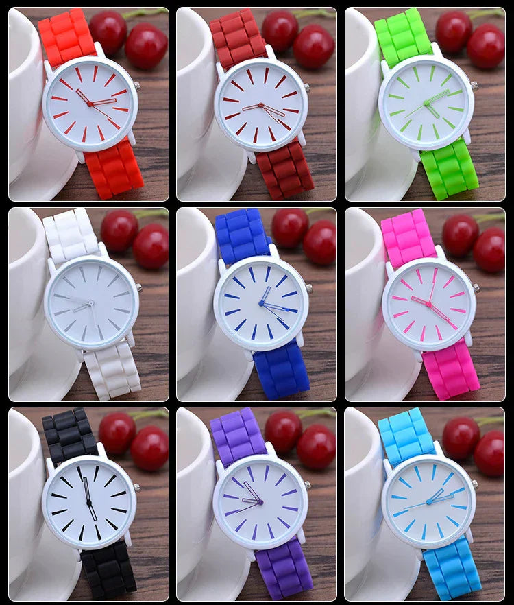 Women's Watches Ultrathin Silicone Ladies Bracelet Large Dial Korean Edition Female Student Fashion Quartz Wristwatch UTHAI CE76