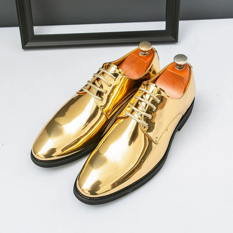 Golden Leather Shoes for Men – Fashion Party Formal Footwear EU 40–48