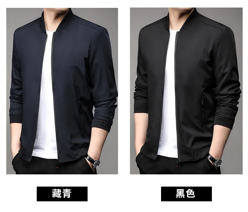 Men's High-Quality Fashion Spring Baseball Collar Business Casual Jacket Handsome Youth Coat Dad Jacket M-5XL
