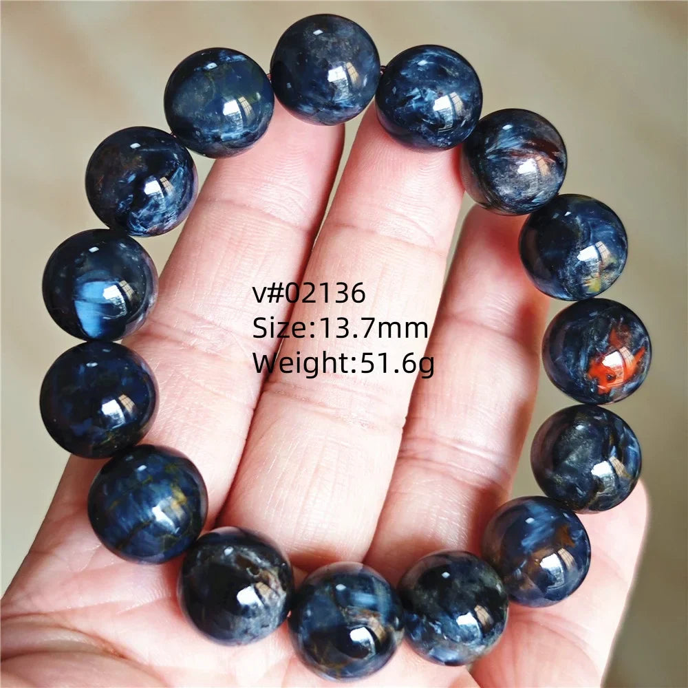 Natural Blue Pietersite Bracelet Women Men Beads Round Beads Chatoyant Cat Eye Fire Pietersite Namibia AAAAAA