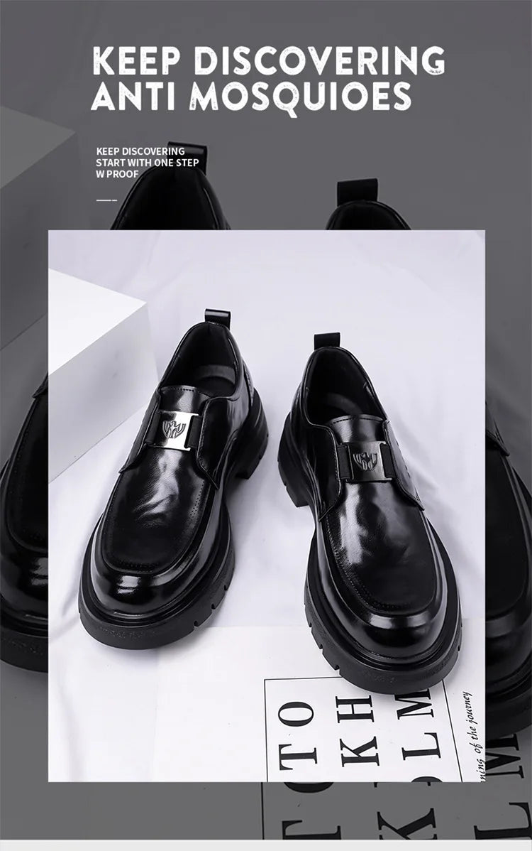 Spring Autumn New Increase Leather Shoes for Men Black Business Casual Platform Shoes Male Fashion High Quality Dress Shoe Man