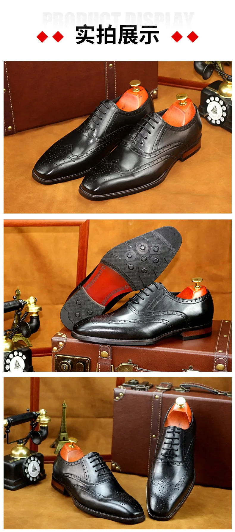 New  Genuine Leather Shoes Men Business Dress Formal Shoe British Carved Cowhide Top Layer Leather Shoes
