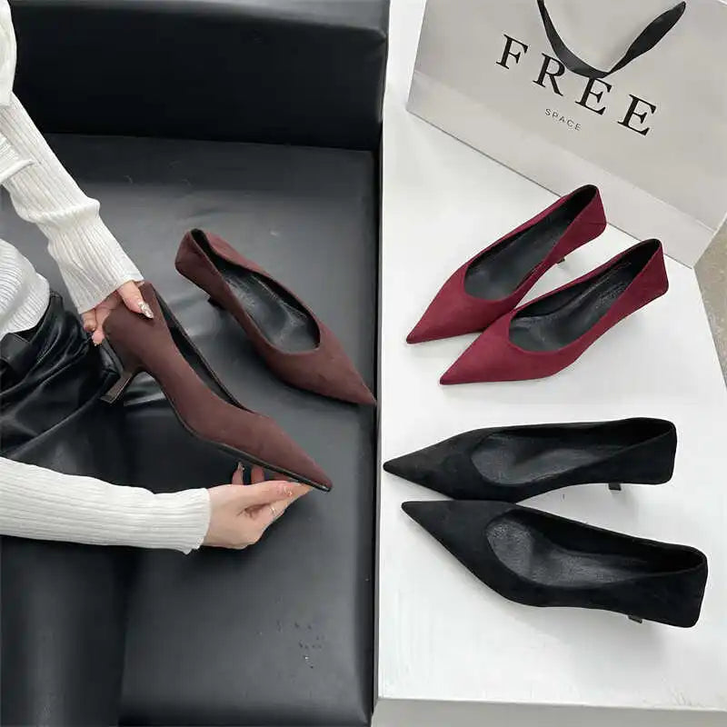 2024 Autumn Pointed Toe Women Sexy Shallow Slip On Pumps Shoes Fashion Thin High Heel Ladies Elegant Dress Shoes Mujer